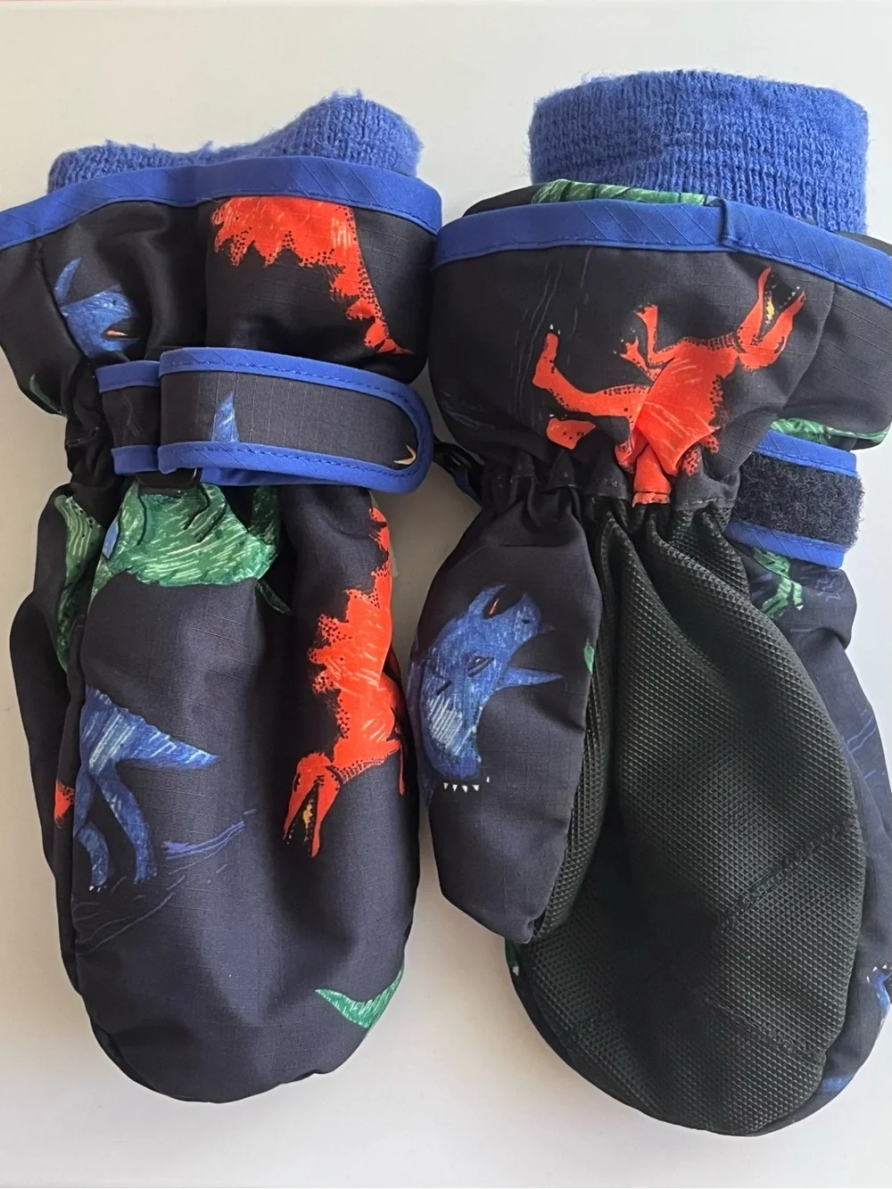 The Children's Place Navy Dinosaur Snow Bib & Gloves Set with Dino Print 3T